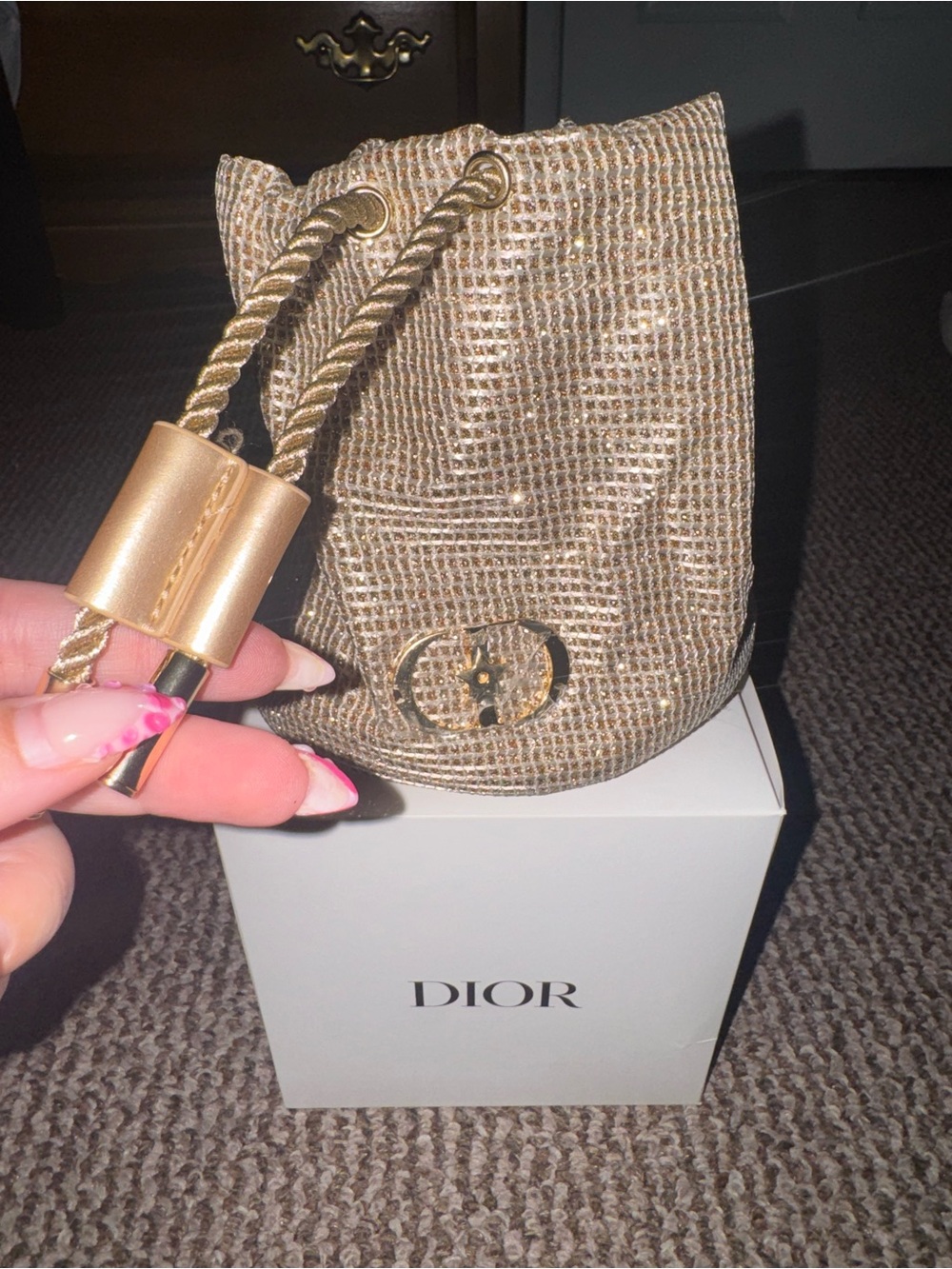 Gold Sparkly Christian Dior Bucket Bag